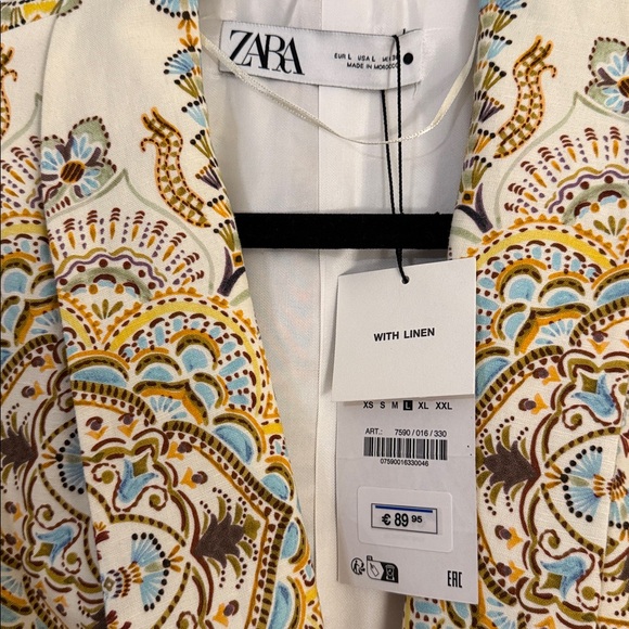 Zara Multicolor Patterned Linen Blazer - Picture 3 of 3